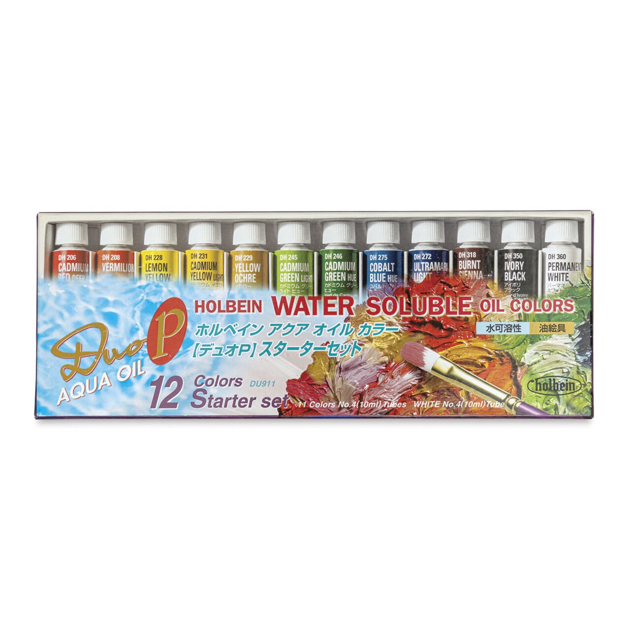 Holbein Duo Aqua Water Soluble Oils - Set of 12, Starter Colors, 10 ml